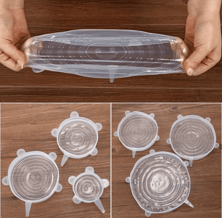 Set Of 6 Round Silicone Stretch Lids, Transparent Silicone Food Sealing Cover, Reusable Durable Food Storage Covers for Bowls, Cups, Cans Set Of 6 Round Silicone Stretch Lids, Transparent Silicone Food Sealing Cover, Reusable Durable Food Storage Covers for Bowls, Cups, Cans